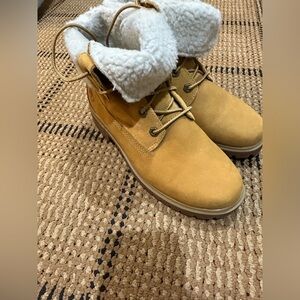 Timberland Women's Wheat Boots with Plush White Lining